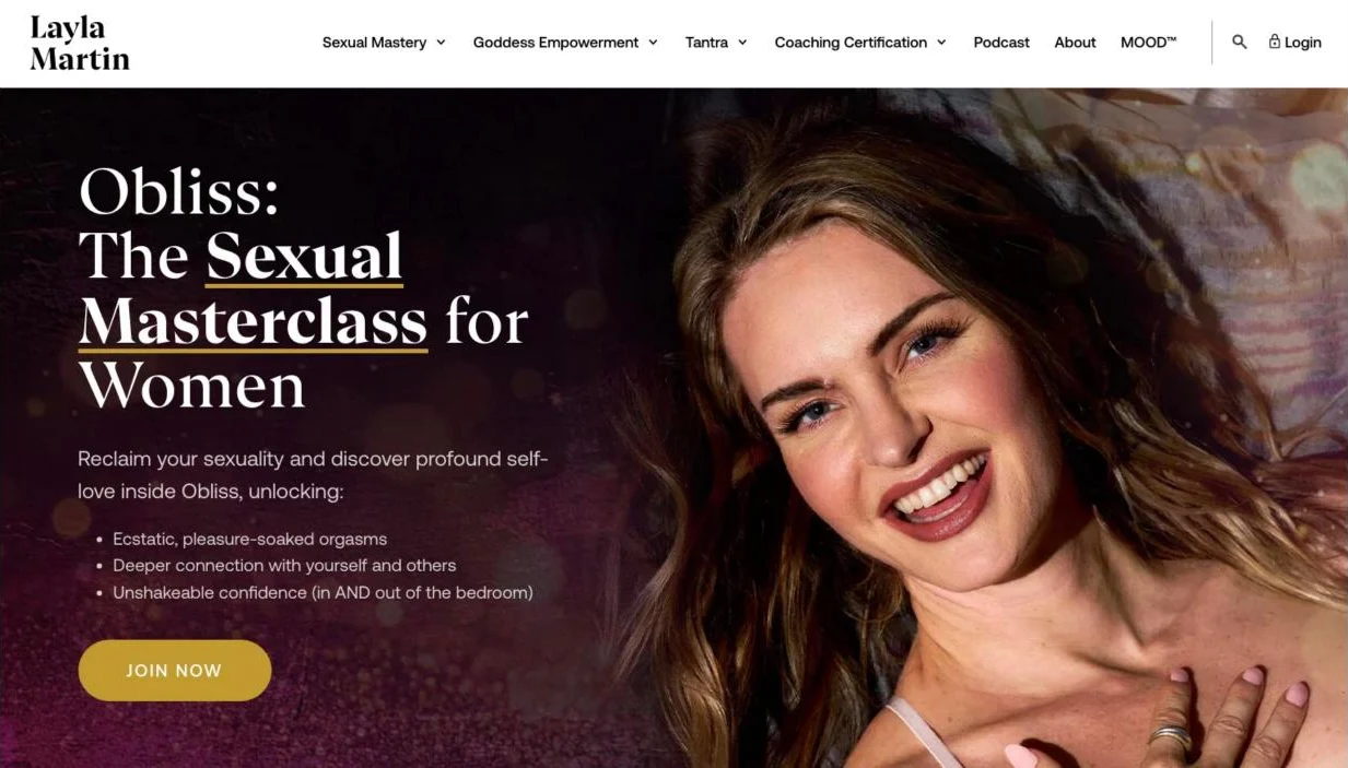 Layla Martin: the Obliss Sexual Masterclass for Women landing page
